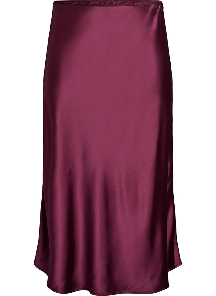 Satin midi-nederdel, Mørk Bordeaux, Packshot image number 0