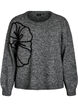 Strikbluse med blomsterapplikation, Gr&aring;, Packshot image number 0