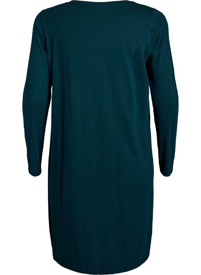 Lang&aelig;rmet natkjole i &oslash;kologisk bomuld, Gr&oslash;n, Packshot image number 1