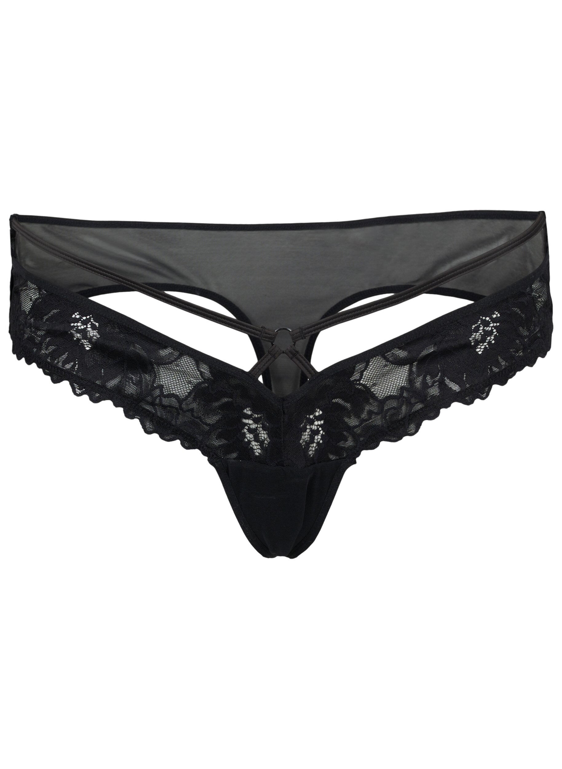 Zizzi Blonde g-streng med string og mesh , Black, Packshot image number 0