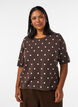 Kort&aelig;rmet strikbluse med prikker, Brun, Model image number 0