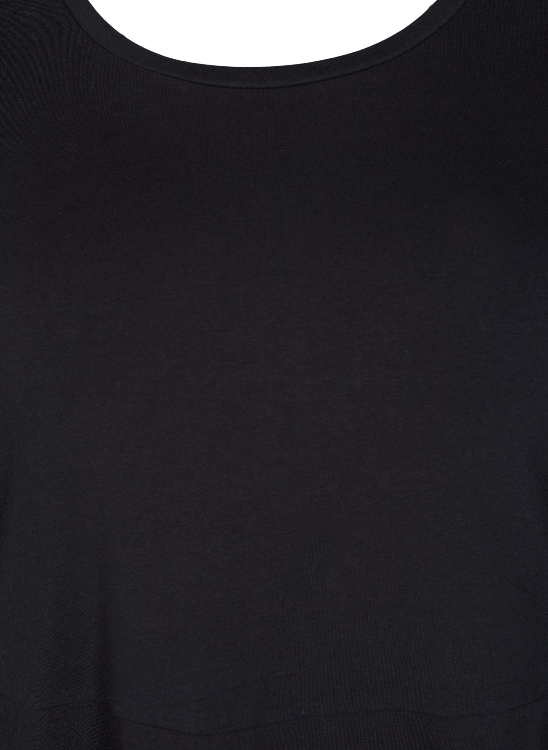 Zizzi Ensfarvet bomuldskjole med korte &aelig;rmer, Black, Packshot image number 2
