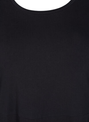 Ensfarvet bomuldskjole med korte ærmer, Black, Packshot image number 2