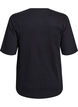 Ribbet jerseybluse med korte &aelig;rmer, Sort, Packshot image number 1
