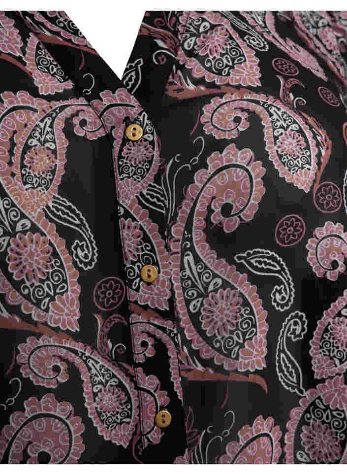 Skjorte med v-udskæring og print, Black/Beige Paisley, Packshot image number 2