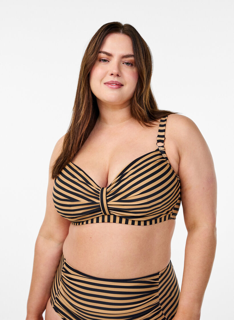 Bikini bh med b&oslash;jle og m&oslash;nster, Brun, Model image number 0