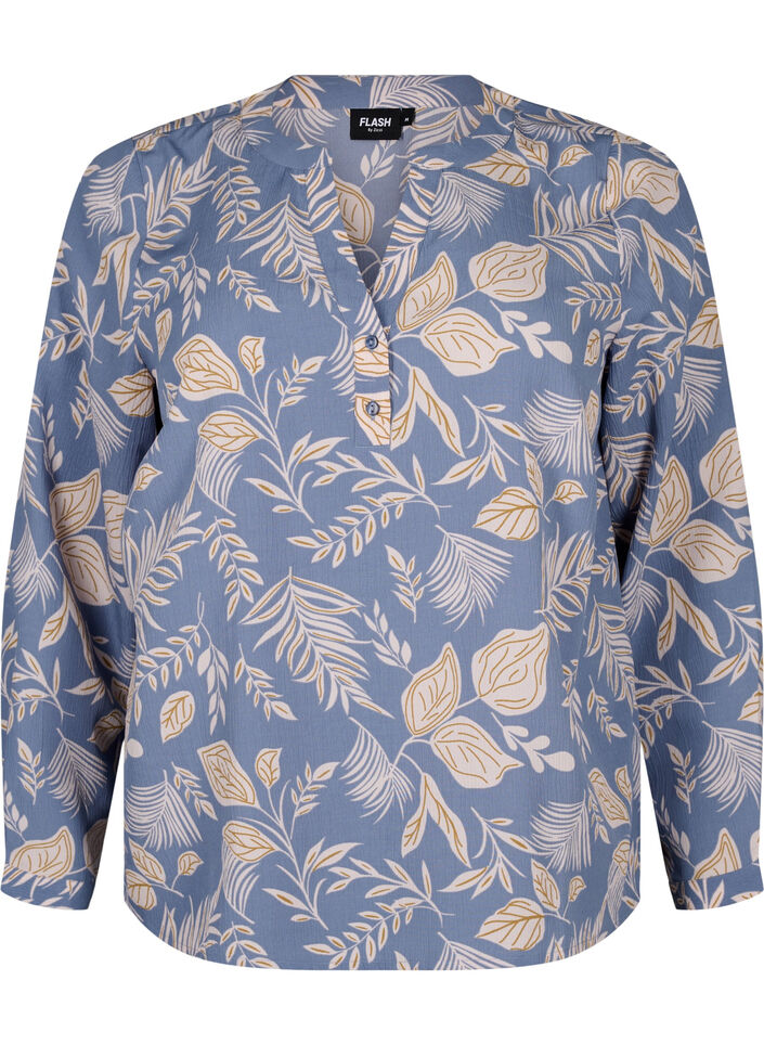 FLASH - Langærmet bluse med print, Delft AOP, Packshot image number 0
