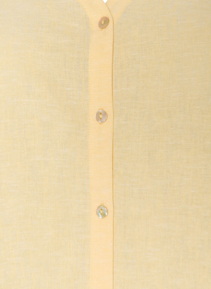Bluse i h&oslash;r og viskose med V-udsk&aelig;ring, Gul, Packshot image number 2