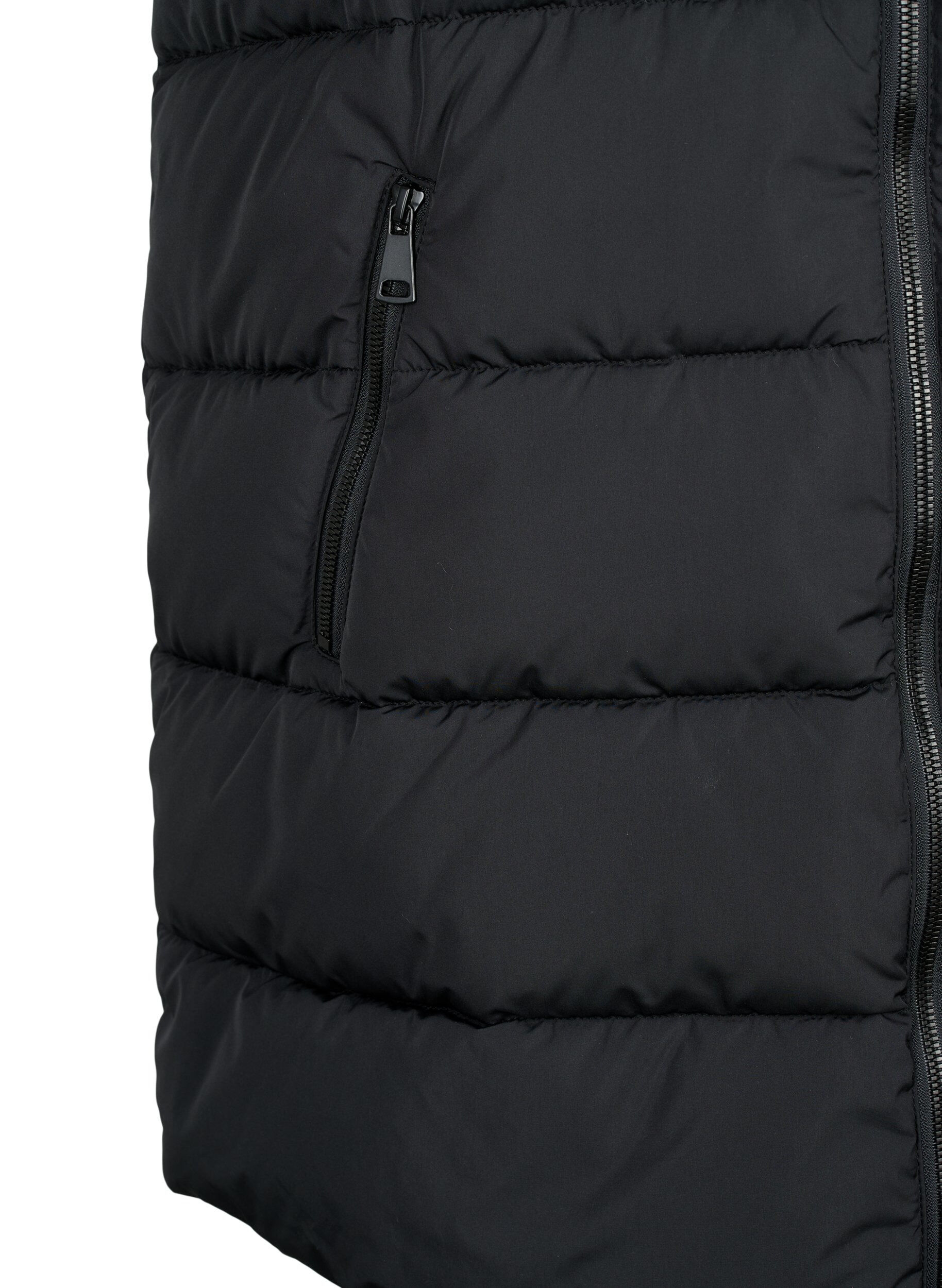 ZizziLang vest med h&aelig;tte og lommer, Sort, Packshot image number 3