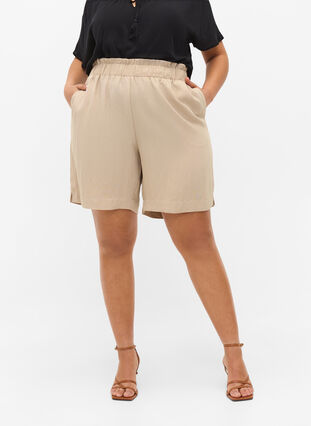 Løse shorts i viskose, Oxford Tan, Model image number 3
