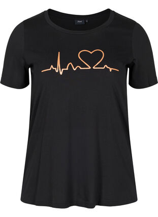 Kortærmet nat t-shirt i bomuld, Black HEART COPPER, Packshot image number 0