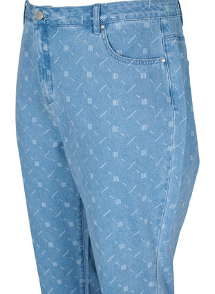 Mille mom fit jeans med print, Light blue denim, Packshot image number 2