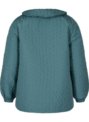 Quiltet jakke med krave og flæsekant, Sagebrush Green, Packshot image number 1