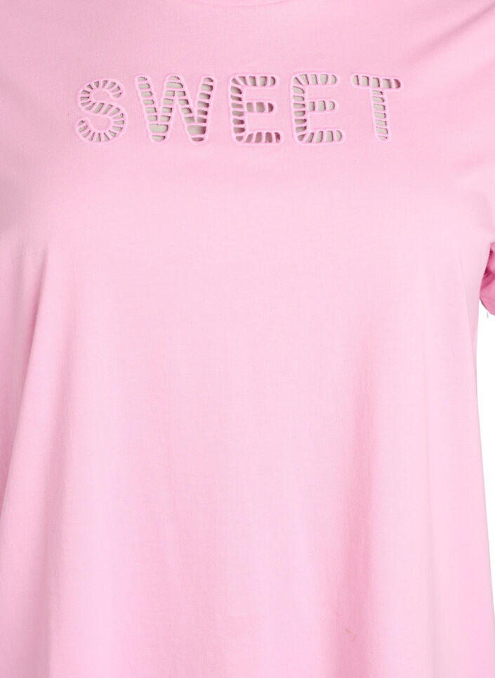 T-shirt i bomuld med broderet tekstmotiv, Hvid, Packshot image number 2