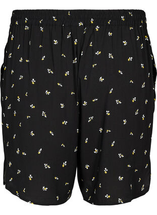 Viskose shorts med print og lommer, Black AOP, Packshot image number 1