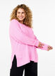 Strikbluse med rund hals, Begonia Pink Mel., Model image number 0