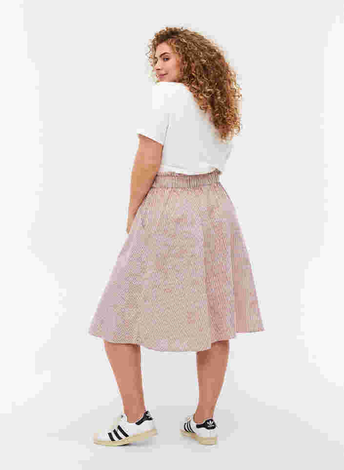 Stribet nederdel med lommer i bomuld, Dry Rose Stripe, Model image number 1