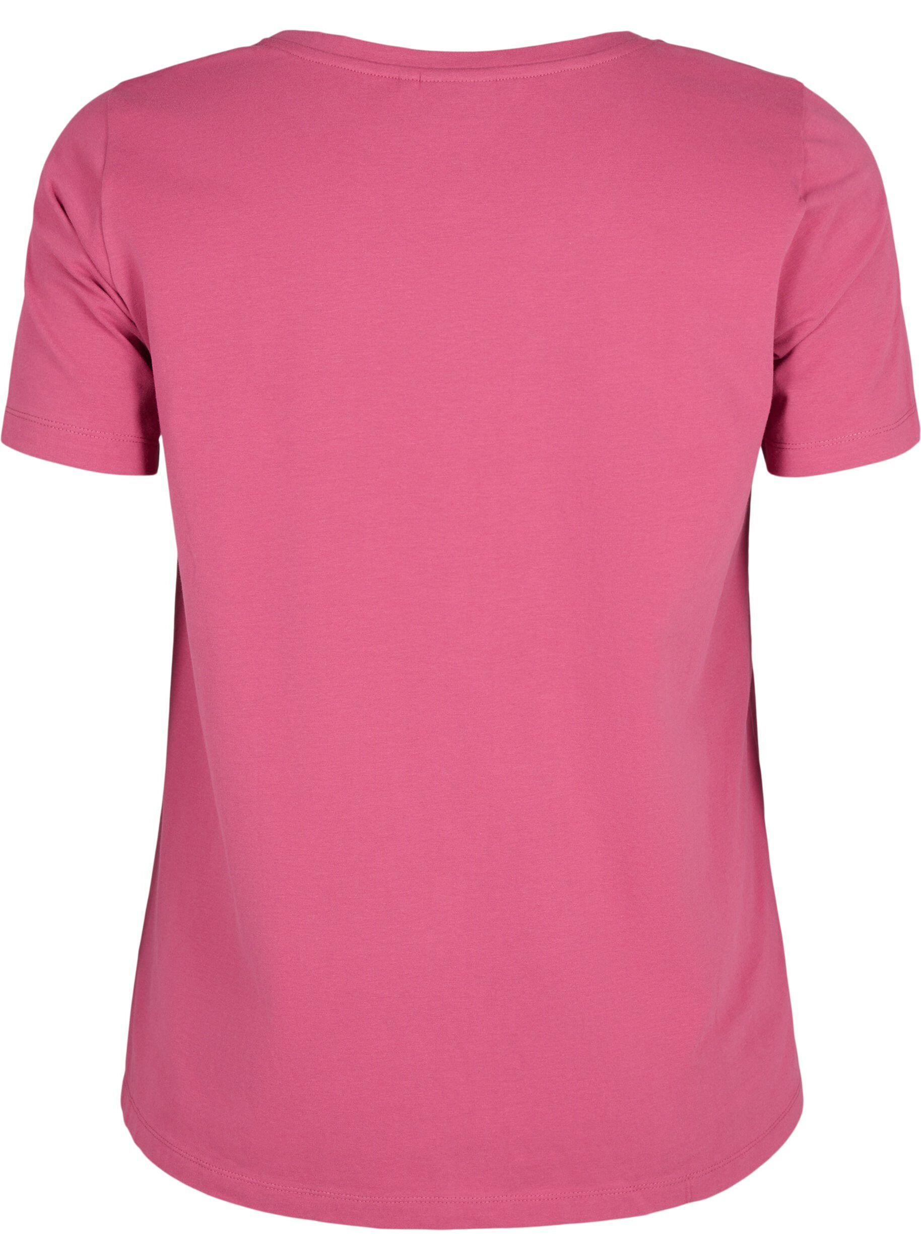 ZizziEnsfarvet basis t-shirt i bomuld, R&oslash;d, Packshot image number 1
