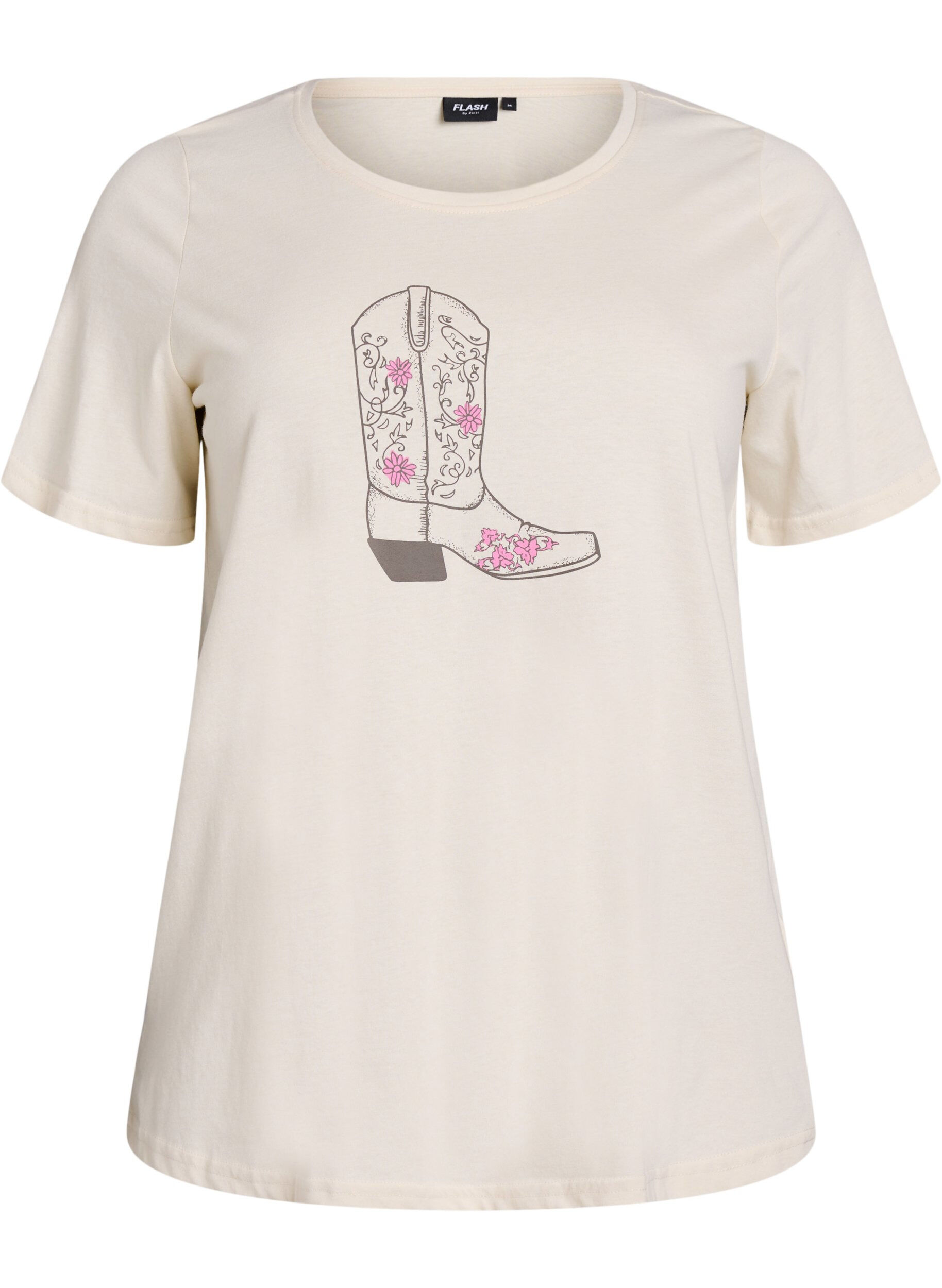 ZizziT-shirt med motiv , Vanilla, Packshot image number 0