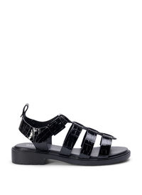 Wide fit sandal i shiny croco læder