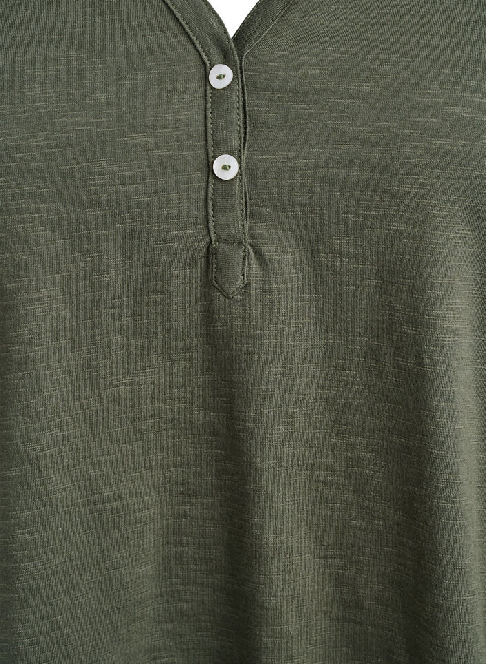T-shirt med knapdetalje, Gr&oslash;n, Packshot image number 2