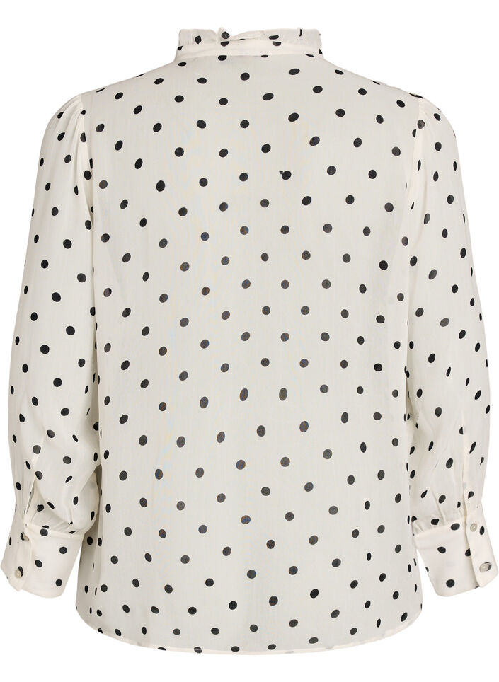 Skjortebluse i viskose med fl&aelig;sekrave, Hvid, Packshot image number 1