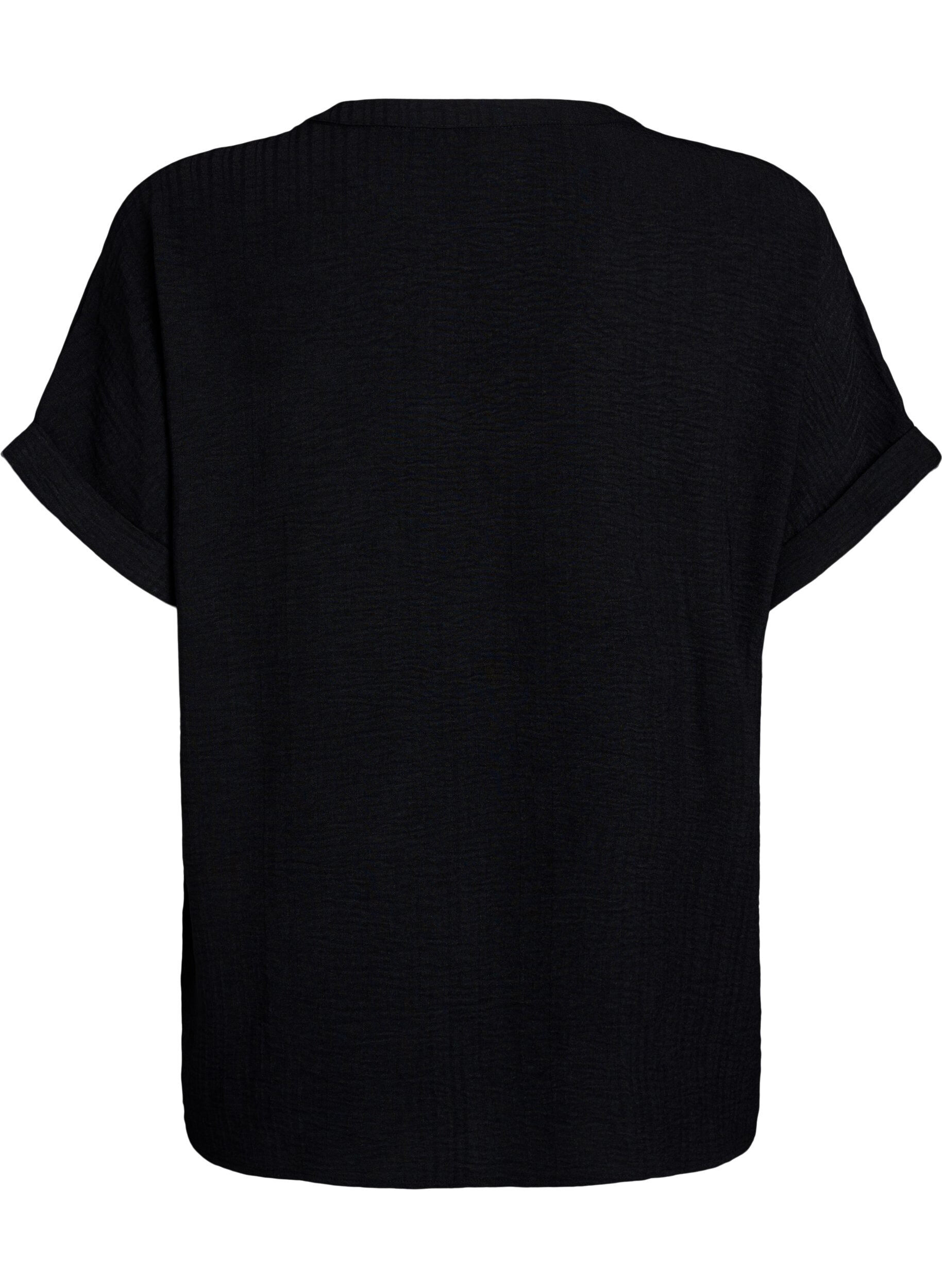 ZizziL&oslash;s bluse med korte &aelig;rmer, Sort, Packshot image number 1