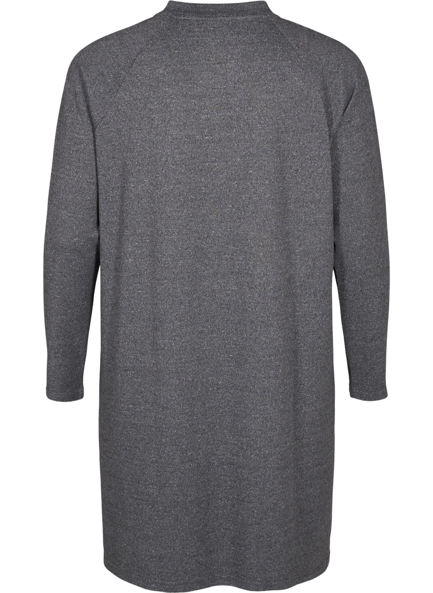 Zizzi Jersey kjole med knapper, Dark Grey Melange, Packshot image number 1