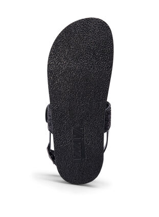 Glitter sandal med velcrolukning og bred pasform, Black Glitter, Packshot image number 4
