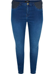 Super slim Amy jeans med elastik i taljen, Dark blue denim