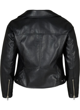 Kort jakke i imiteret læder, Black, Packshot image number 1
