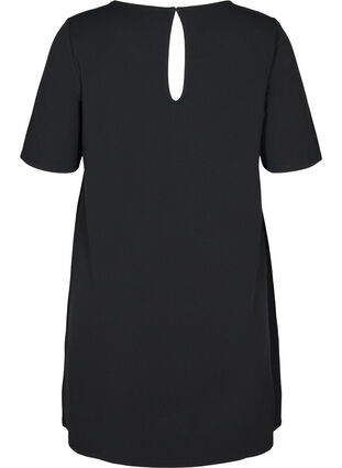 Kortærmet kjole med rund hals, Black, Packshot image number 1