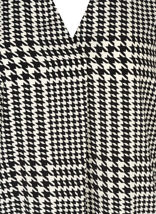Printet tunika med 3/4 ærmer, Black/White, Packshot image number 2