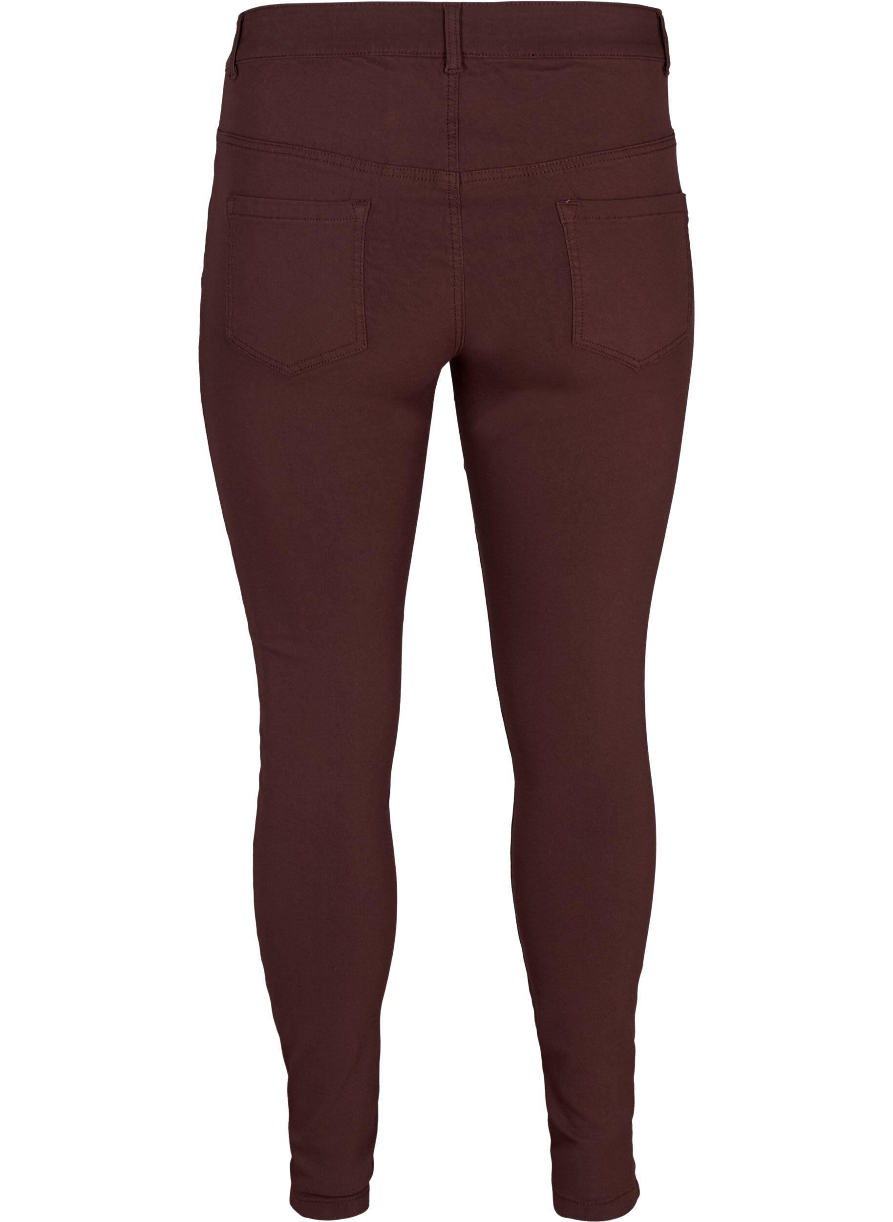 ZizziSlim fit bukser med lommer, M&oslash;rk Bordeaux, Packshot image number 1