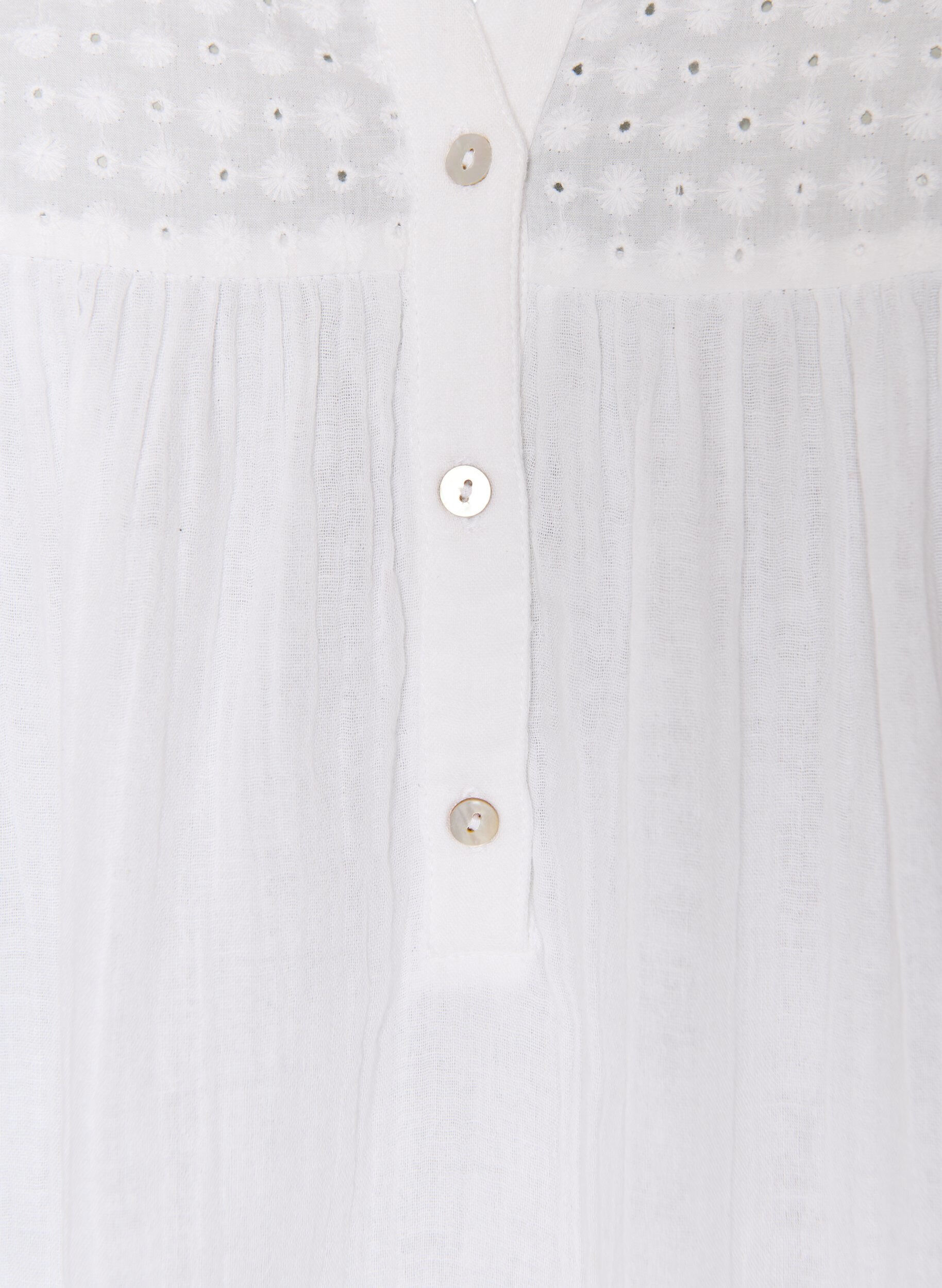 ZizziTunika i bomuldsmusselin med broderi anglaise, Hvid, Packshot image number 2