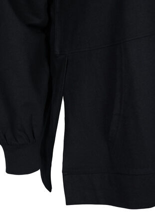 Sweatshirt med hætte og slids, Black, Packshot image number 3