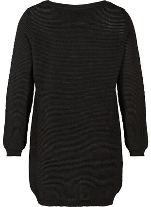 Langærmet strikkjole med lurex, Black, Packshot image number 1