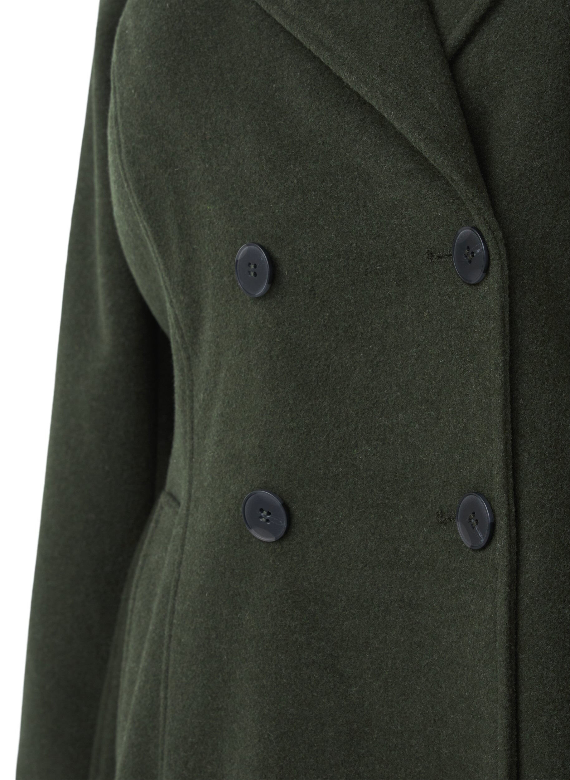 Zizzi Kort uldjakke med b&aelig;lte, Forest Night Mel., Packshot image number 2