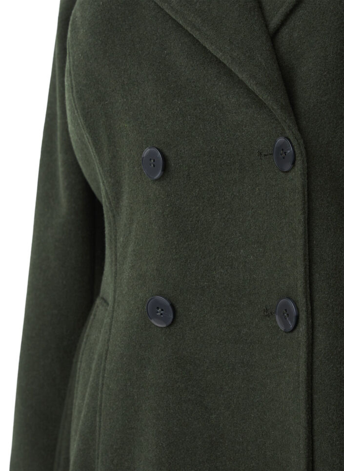 Kort uldjakke med bælte, Forest Night Mel., Packshot image number 2