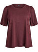 T-shirt med glitter og korte pufærmer, Mørk Bordeaux, Packshot image number 0