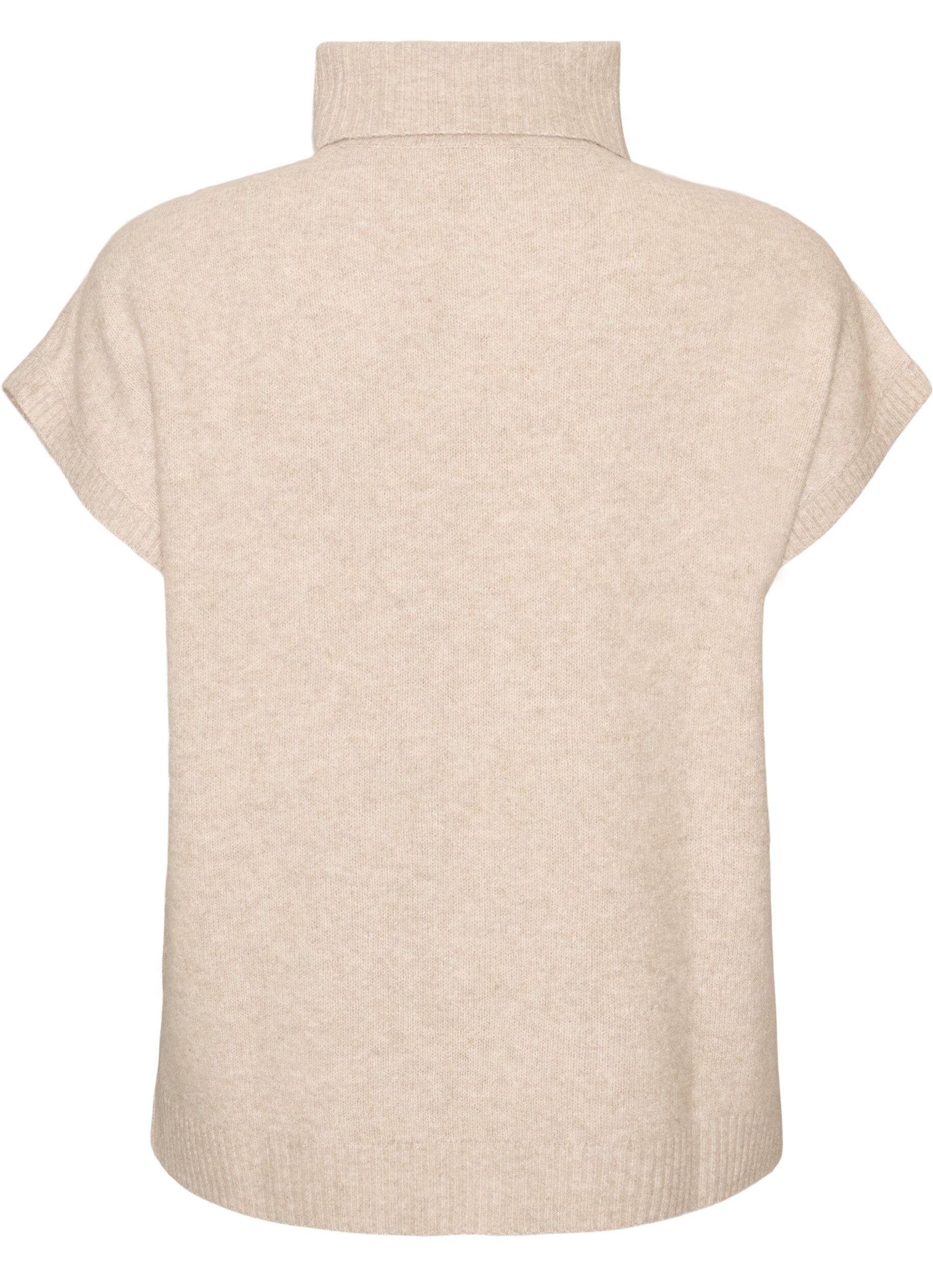 ZizziStrikvest med rullekrave og kabelstrik, Beige, Packshot image number 1