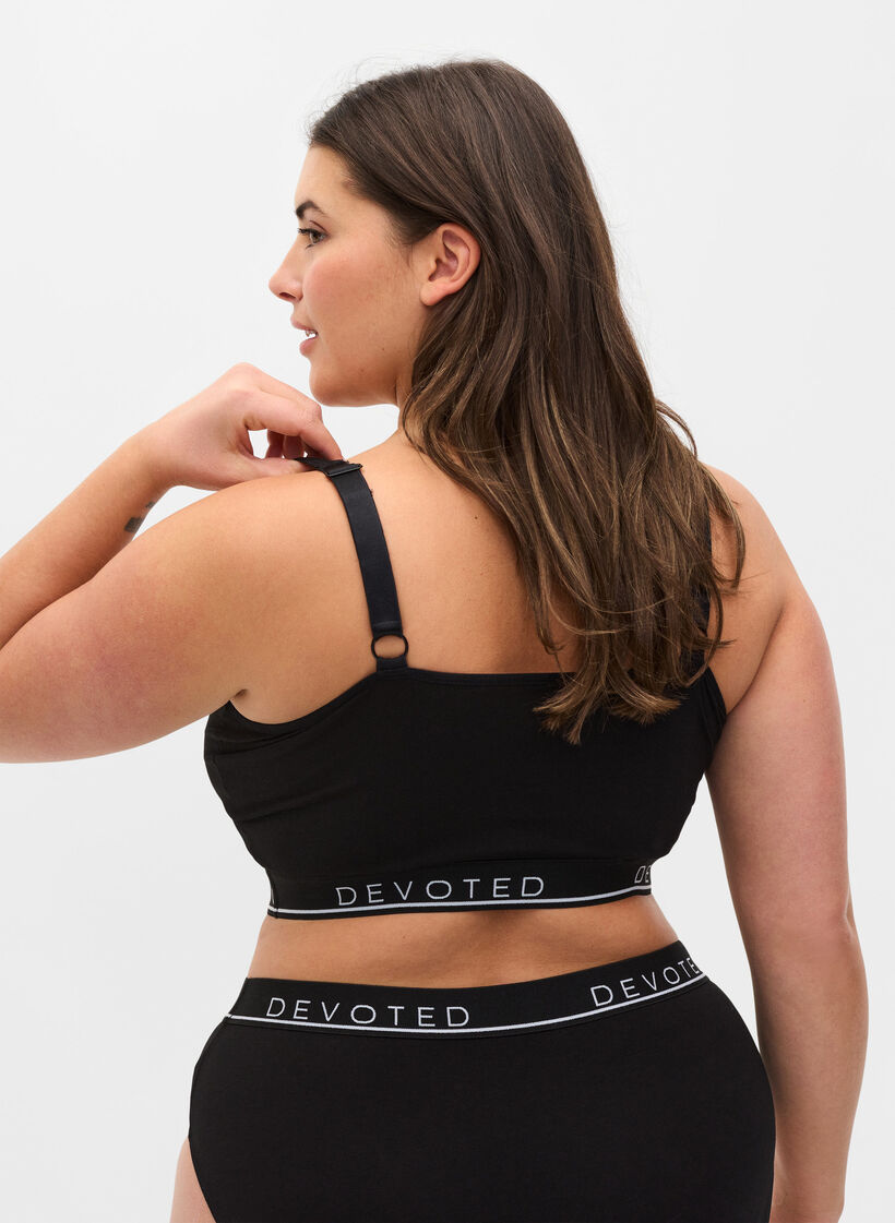 Bomulds bh med justerbare stropper, Sort, Model image number 1