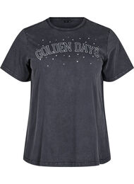 T-shirt i økologisk bomuld med grafisk print, Grå