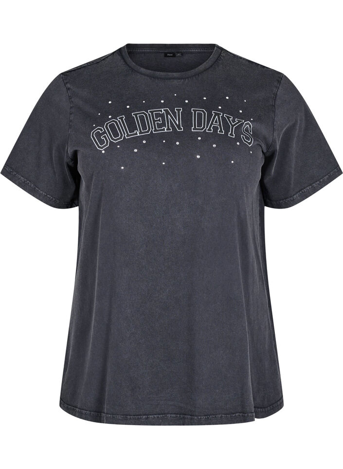 T-shirt i økologisk bomuld med grafisk print, Grå, Packshot image number 0