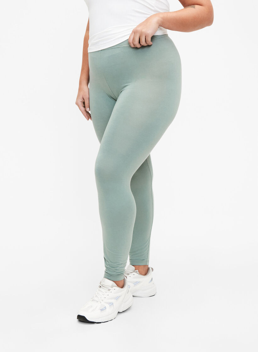 Basis leggings i viskose, Grøn, Model image number 0