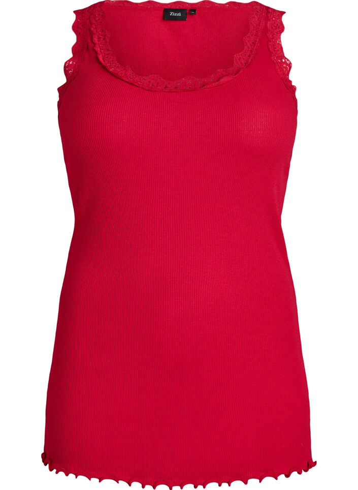Top med blondekant, R&oslash;d, Packshot image number 0
