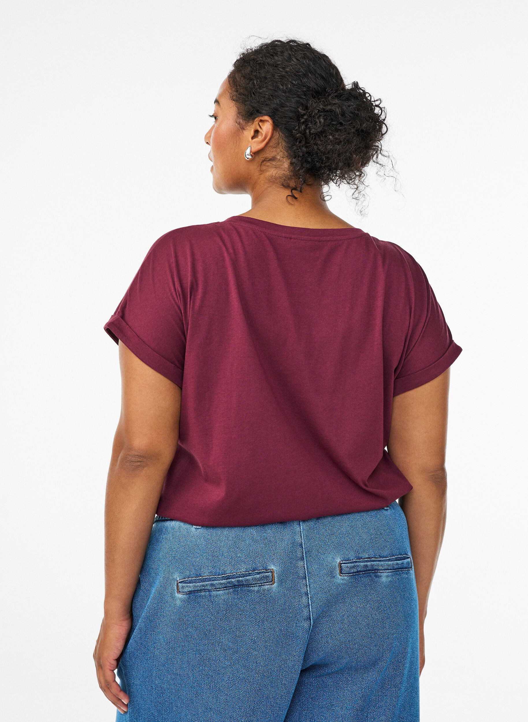 ZizziKort&aelig;rmet t-shirt i bomuldsblanding, R&oslash;d, Model image number 2