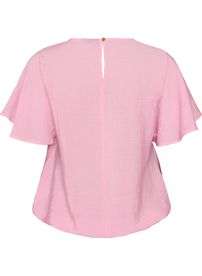Bluse med ballonform og vinge&aelig;rmer, Lyser&oslash;d, Packshot image number 1