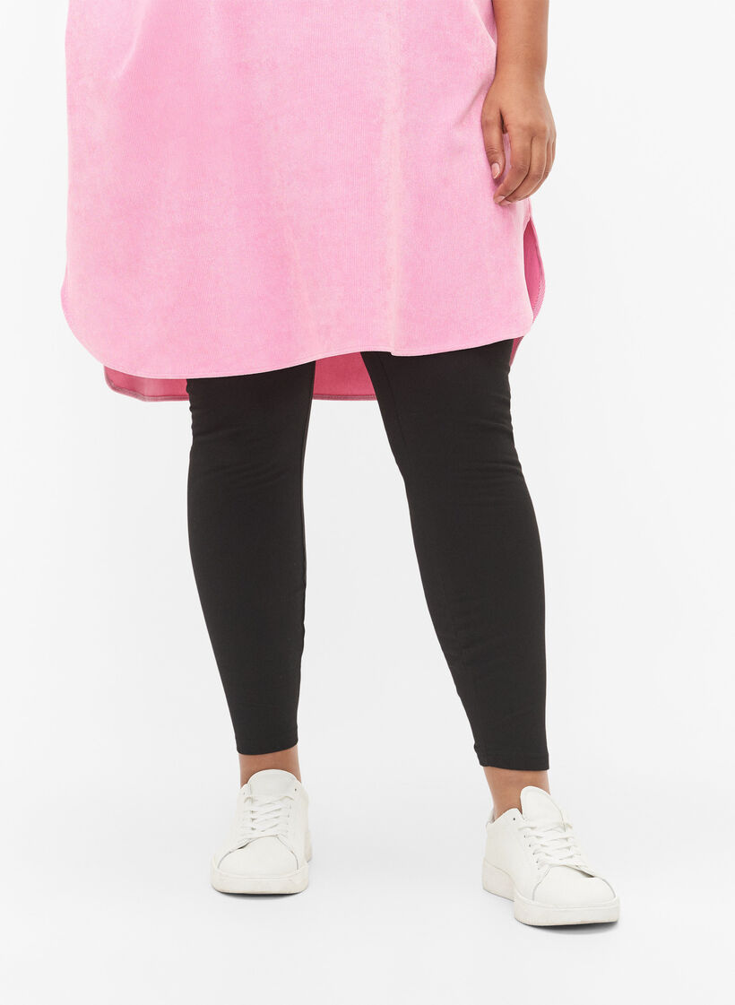 Leggings i bomuld med foer, Sort, Model image number 3