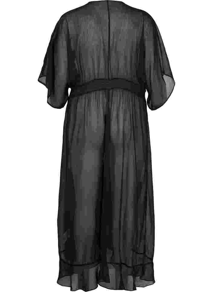Strand kimono med korte ærmer, Black, Packshot image number 1